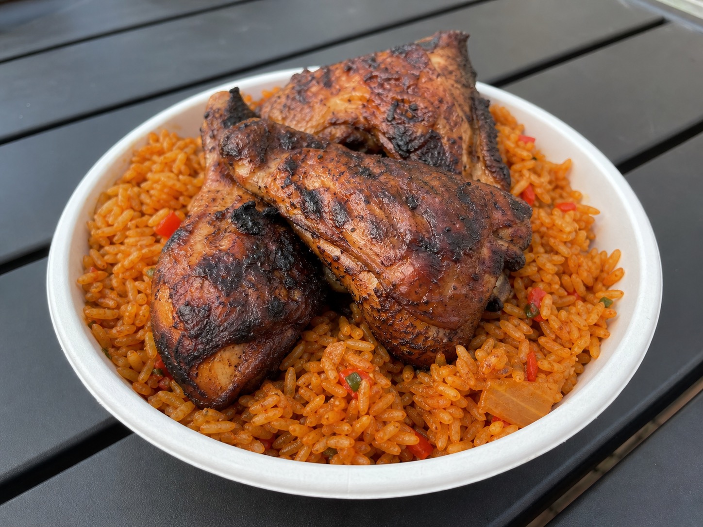 Party jollof rice with grilled chicken