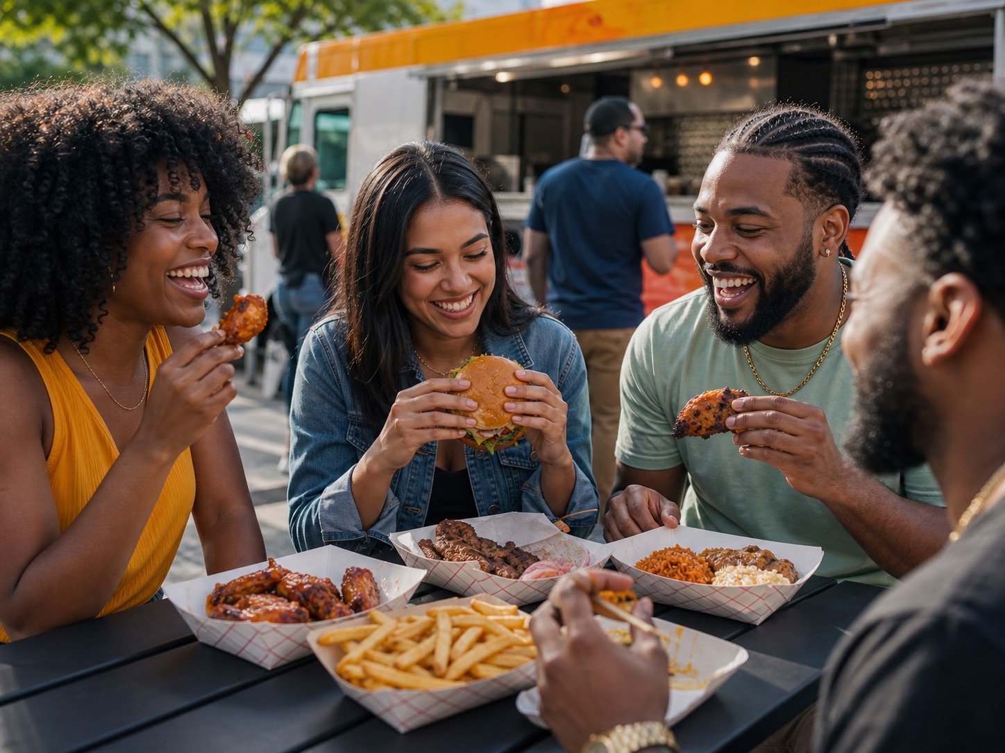 Guests eating at an event