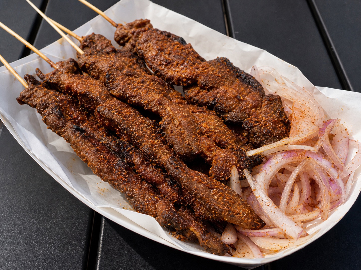 Suya beef skewers